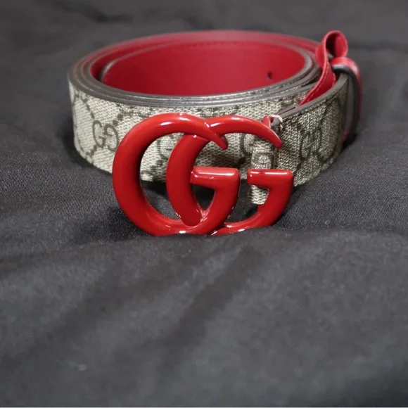 Gucci | Accessories | Gucci Supreme Belt With Red Buckle And 